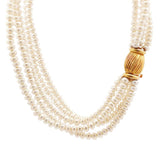 JT ESTATE 14K Yellow Gold Five Strand Pearl Necklace