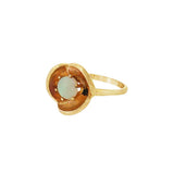 JT ESTATE 14K Yellow Gold Round Cabochon Opal Flower Ring