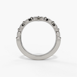 14K White Gold Curved Natural Diamonds Band