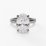 14K White Gold Solitaire Oval Natural Diamonds Engagement Ring