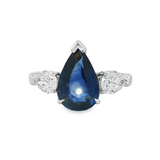 Platinum Pear Sapphire Three Stone Ring