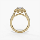 14K Yellow Gold Vintage Emerald Cut Natural Diamonds Engagement Ring