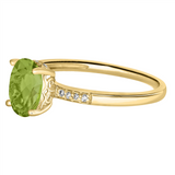 August Birthstone Rings: 14K Yellow Gold Diamond And Peridot Ring