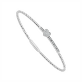 Titanium and Sterling Natural Diamonds Heart Flexie Bracelet