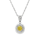 JT ESTATE Sterling Silver Cubic Zirconia Halo Pendant Necklace