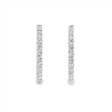 14K White Gold 30Mm Round Inside Out Natural Diamonds Hoop Earrings