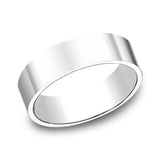 14K White Gold 6mm Flat Plain Straight Wedding Band