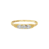 JT ESTATE 14K Yellow And White Gold Petite Vintage Natural Diamond Band