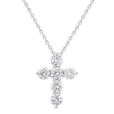 14K White Gold Natural Diamonds Cross Pendant