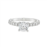 14K White Gold Classic Round Natural Diamonds Engagement Ring