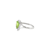 14K White Gold Pear Peridot Free Form Ring