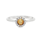 November Birthstone Ring: Sterling Silver Citrine Halo Ring