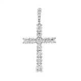 18K White Gold Natural Diamonds Cross Hinged Pendant