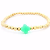 Gold Filled 4mm Beaded Bracelet With Small Chrysophase Petal