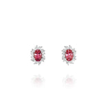 18K White Gold Pink Sapphire And Diamond Halo Earrings