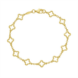 14K Yellow Gold Clover Link Bracelet