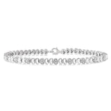 Sterling Silver Heart Link Diamond Bracelet
