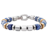 Stainless Steel 8mm Mokume Gane And Lapis Lazuli Beads Bushido Virtue Bracelet