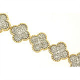 14K Yellow Gold Natural Diamond Floral Motif Link Bracelet