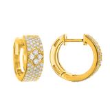 18K Yellow Gold 18Mm Round Huggie Natural Diamonds Hoop Earrings