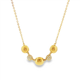 14K Yellow Gold Diamond Bubble Bar Necklace