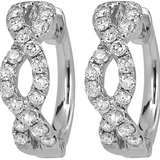 18K White Gold 15mm Round Contemporary Natural Diamonds Hoop Earrings