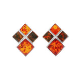 JT ESTATE Sterling Silver Amber Drop Earrings