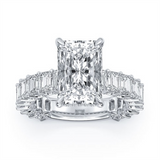 14K White Gold 5.04Ct Radiant Lab Grown Diamonds Hidden Halo Engagement Ring