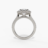 14K White Gold Modern Halo Round Natural Diamonds Engagement Ring