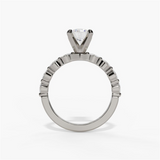 14K White Gold Modern Round Natural Diamonds Engagement Ring