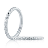 14K White Gold Quilted Straight Band