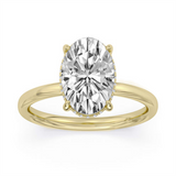 14K Yellow Gold 4.09Ct Oval Lab Grown Diamonds Hidden Halo Engagement Ring