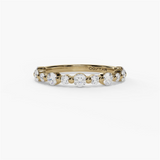 14K Yellow Gold Modern Alternating Natural Diamonds Band
