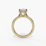 14K Yellow Gold Hidden Halo Oval Natural Diamonds Engagement Ring