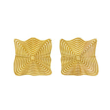 JT ESTATE 14K Yellow Gold Wavy Textured Square Drop Earrings