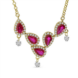 14K Yellow Gold Rubies Contemporary Necklace