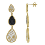 14K Yellow Gold Pear Shaped Drop Earrings Dangle Diamond Earring