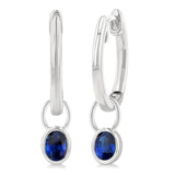 14K White Gold Sapphires Huggie Earrings