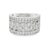 14K White Gold Wide Band Natural Diamonds Ring
