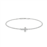14K White Gold Natural Diamonds Cross Flex Bracelet