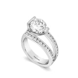 14K White Gold Contemporary Round Natural Diamonds Engagement Ring