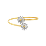 JT ESTATE 14K Yellow And White Gold Flower Cuff Bracelet