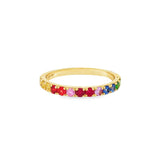 14K Yellow Gold Round Sapphires Band Ring