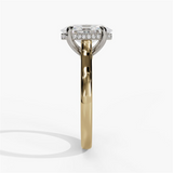 14K Yellow And White Gold Hidden Halo Oval Diamond Engagement Ring