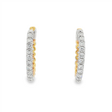 14K Yellow And White Gold 20mm Reversible Medium Hoop Diamond Earring