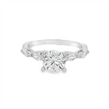 14K White Gold Modern Round Natural Diamonds Engagement Ring