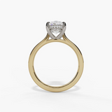 14K Yellow And White Gold Hidden Halo Oval Diamond Engagement Ring