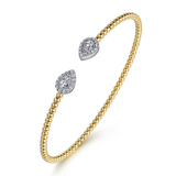 14K Yellow And White Gold Natural Diamond Beaded Bujukan Cuff
