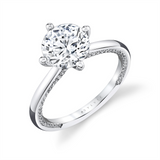 14K White Gold 'Kate' Compass Set Round Diamond Engagement Ring