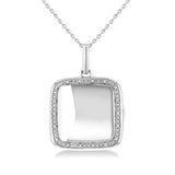 Sterling Silver Natural Diamonds Square Locket Pendant